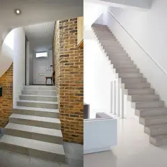 Moderne scale interne in cemento e mattoni, eleganti soluzioni per chiudere scale interne con stile.