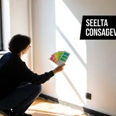 Persona sceglie colori per la parete bianca.