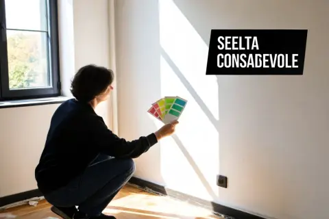 Persona sceglie colori per la parete bianca.