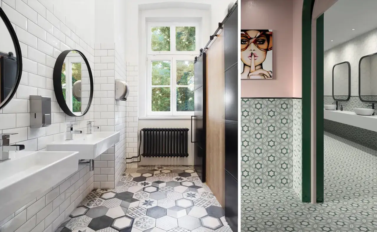 Bagni moderni con pavimenti e pareti decorate da splendide maioliche. Idee bagno con maioliche geometriche e floreali per un tocco di stile unico.